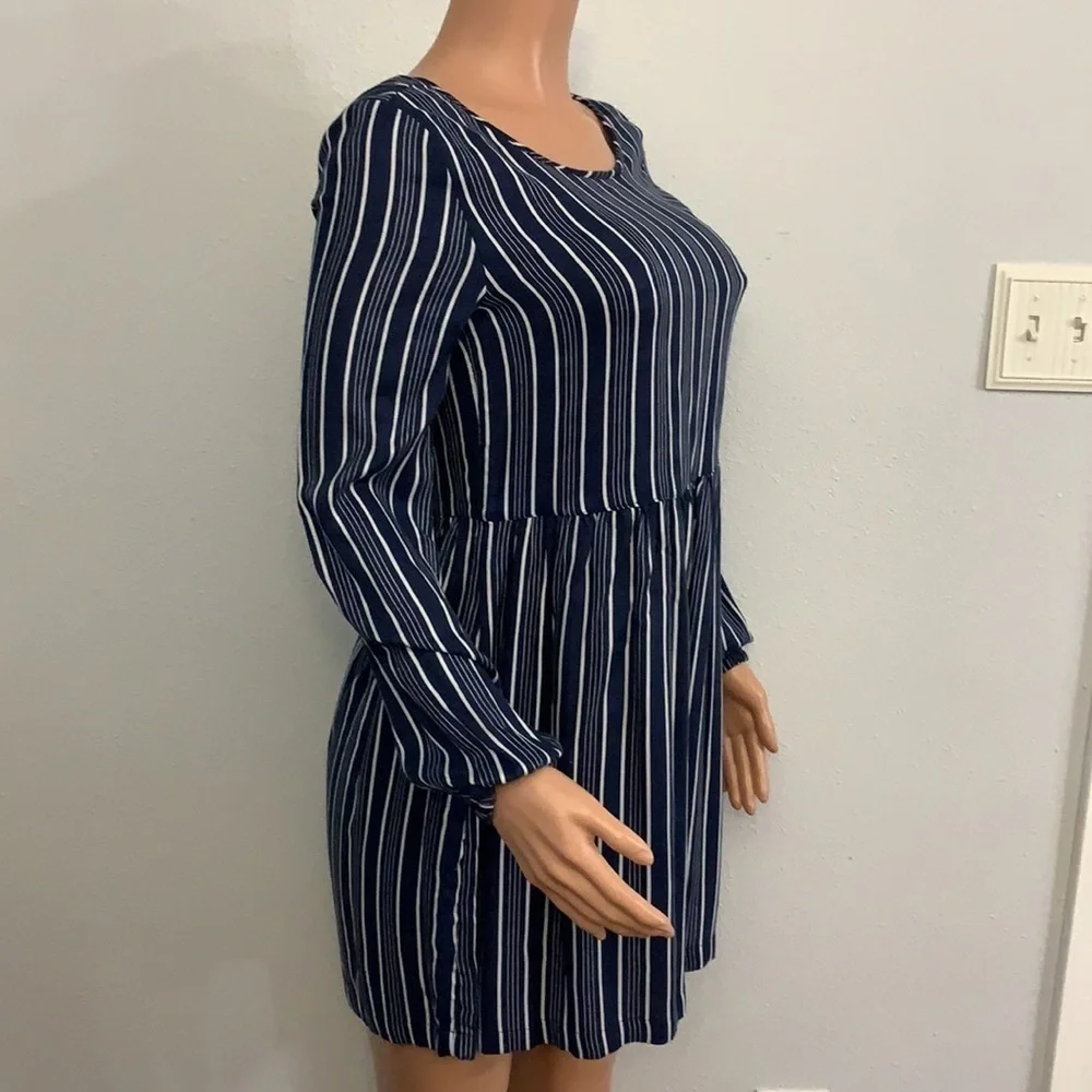 Roxy Women's Highland Escape Horizontal Striped Long Sleeve Navy Skater Dress - Picture 4 of 11